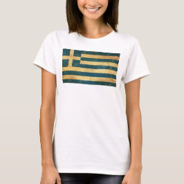 Camiseta Bandeira da Grécia Vintage Grunge Feminina Branca
