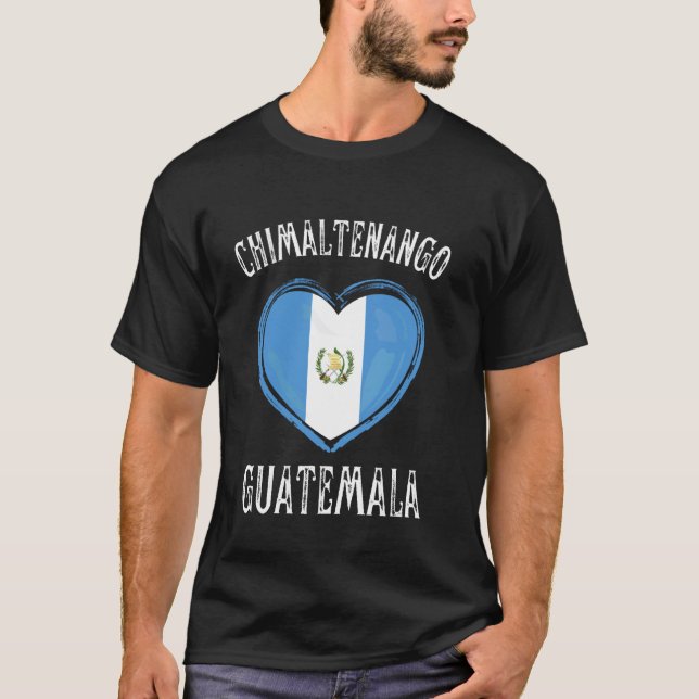Camiseta Bandeira da Guatemala Coração Cidade Chimaltenango (Frente)