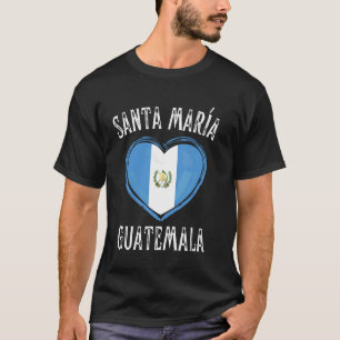 Camiseta Bandeira da Guatemala Coração Cidade Santa Maria