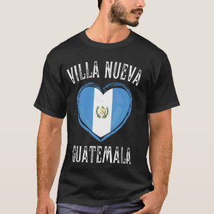 Camiseta Bandeira da Guatemala Coração Villa Nueva Cidade