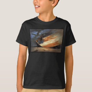 Camiseta Bandeira da guerra civil rebelde em chamas da band