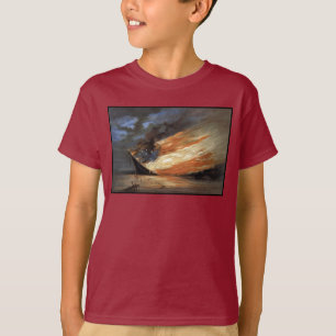 Camiseta Bandeira da Guerra Civil Rebelde no Fogo da bandei