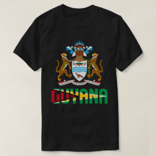 Camiseta Bandeira da Guiana e Casaco de Armas Patriótica