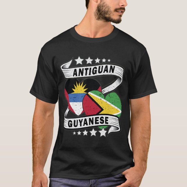 Camiseta Bandeira Da Guiana E Do Antíguo (Frente)