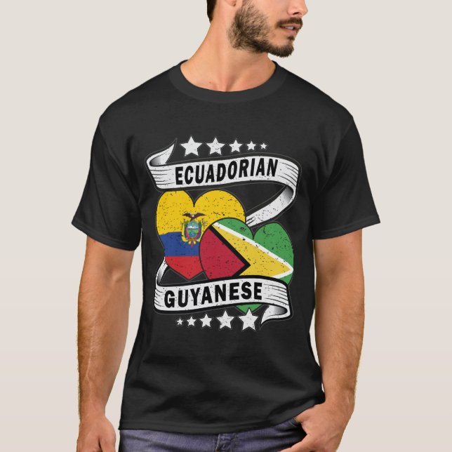 Camiseta Bandeira Da Guiana E Do Equador (Frente)