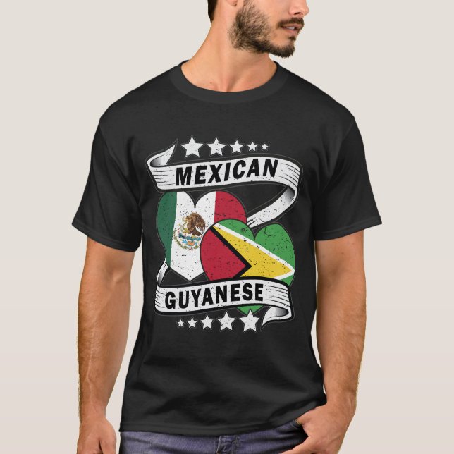 Camiseta Bandeira Da Guiana E Do México (Frente)