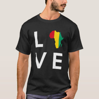 Camiseta Bandeira da Guiné Amor África Continente Silhueta 
