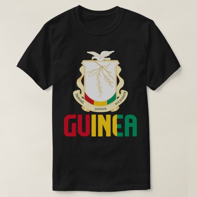 Camiseta Bandeira da Guiné e Casaco de Armas Patriótica (Frente do Design)