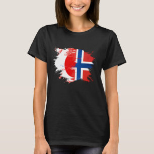 Camiseta Bandeira da Herança de ADN Japonês e Norueguês