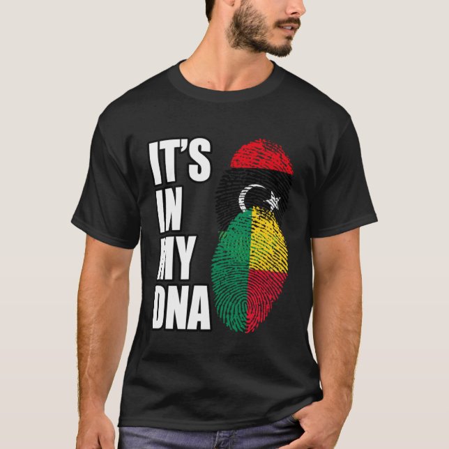 Camiseta Bandeira da Herança de DNA Misto do Benim e da Líb (Frente)