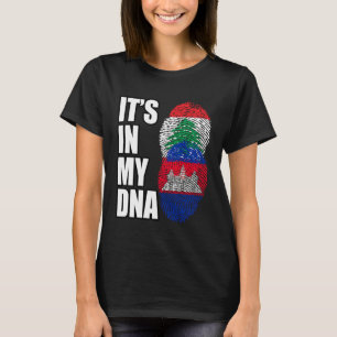 Camiseta Bandeira da herança de DNA misto libanês e camboja