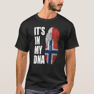 Camiseta Bandeira da Herança de DNA Misto Norueguês e Malga