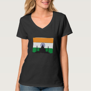 Camiseta Bandeira da Índia Com a Silhueta do Taj Mahal da Á