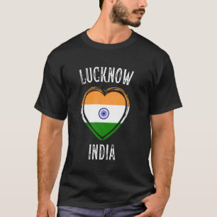Camiseta Bandeira da Índia Coração Cidade de Lucknow