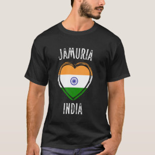 Camiseta Bandeira da Índia Coração Cidade Jamuria