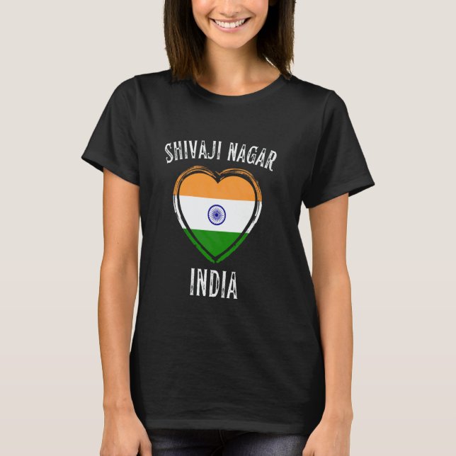 Camiseta Bandeira da Índia Coração Cidade Shivaji Nagar (Frente)