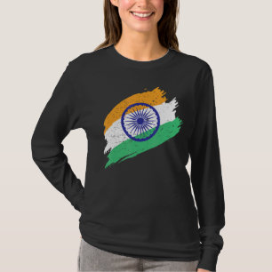 Camiseta Bandeira da Índia em Tricolor Com Ashoka Chakra De