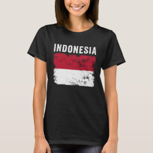 Camiseta Bandeira da Indonésia Distressed Homens Mulheres