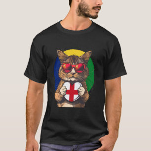 Camiseta Bandeira da Inglaterra Gato Óculos de Sol Raízes I