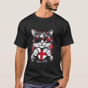 Camiseta Bandeira da Inglaterra Orgulho Inglês Gato Óculos