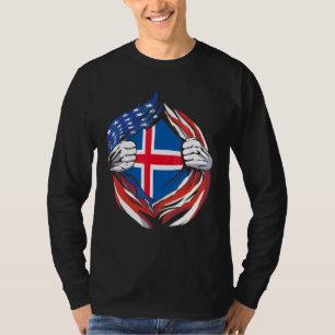 Camiseta Bandeira da Islândia Americano Orgulhoso Da Minha