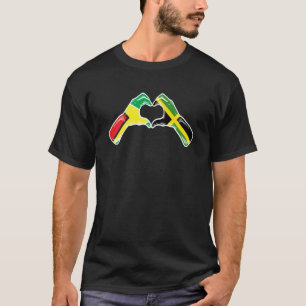 Camiseta Bandeira da Jamaica Guiana Coração Jamaicano Guian