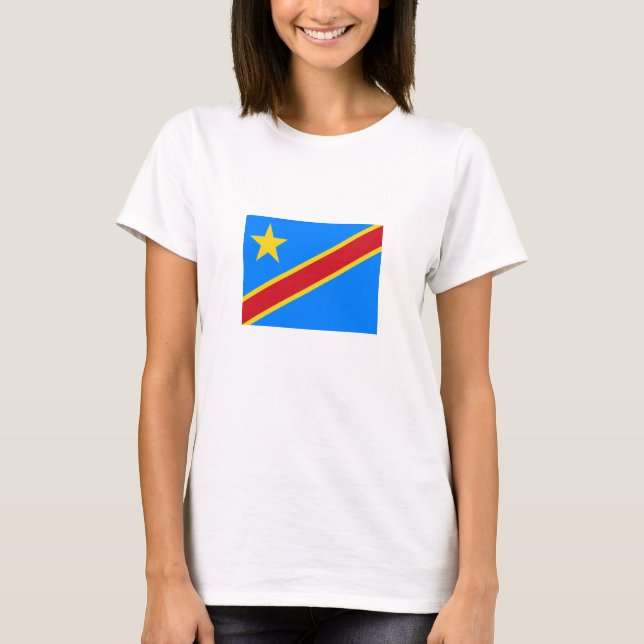 Camiseta Bandeira da Kinshasa do Congo (Frente)