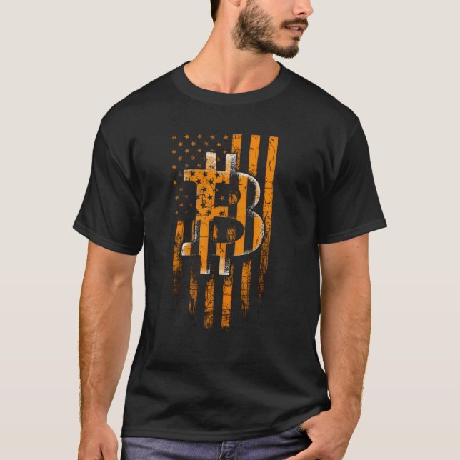 Camiseta Bandeira da Liberdade Bitcoin Design de Rua Cripto (Frente)