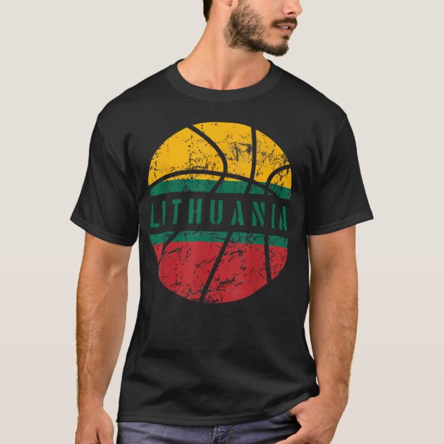 Camiseta Bandeira da Lituânia Basquetebol Fã da Equipe da L (Frente)