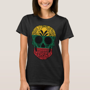 Camiseta Bandeira da Lituânia Caveira de Açúcar Lituano Vi