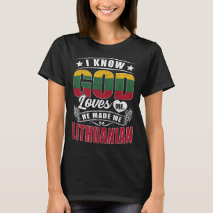 Camiseta Bandeira da Lituânia Deus Me Ama  Lituanos