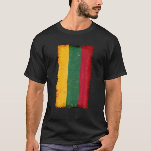 Camiseta Bandeira da Lituânia em apuros, Grunge S do Orgulh (Frente)