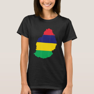 Camiseta Bandeira da Maurícia no contorno da Maurícia