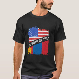 Camiseta Bandeira da Mongólia Eu sou ambos EUA América Mong