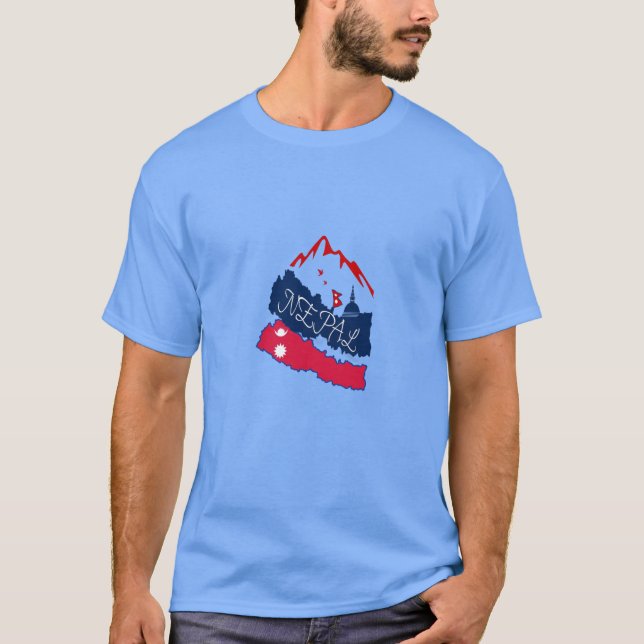 Camiseta Bandeira da montanha do Nepal (Frente)