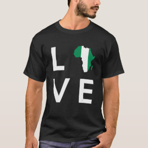 Camiseta Bandeira da Nigéria Amor África Silhueta do Contin