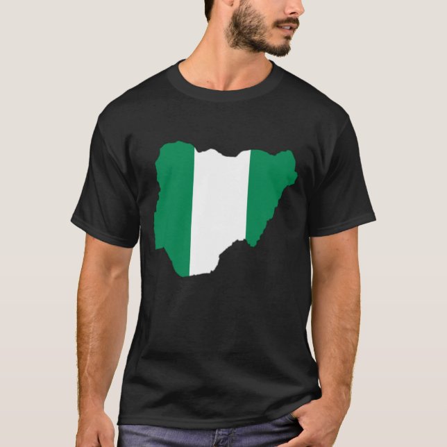 Camiseta Bandeira da Nigéria no mapa (Frente)