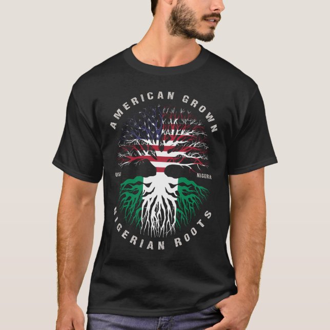 Camiseta Bandeira da Nigéria, Raízes Nigerianas Crescentes  (Frente)