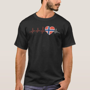 Camiseta Bandeira da Noruega Batimento cardíaco ECG Noreg N