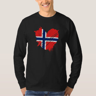 Camiseta Bandeira da Noruega Eu amo a Noruega está no meu D