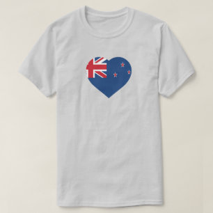 Camiseta Bandeira da Nova Zelândia Coração