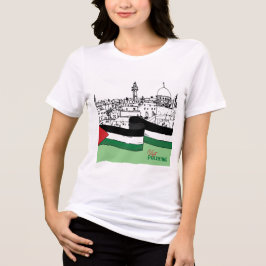 Camiseta Bandeira da Palestina e casas antigas feitas à mão