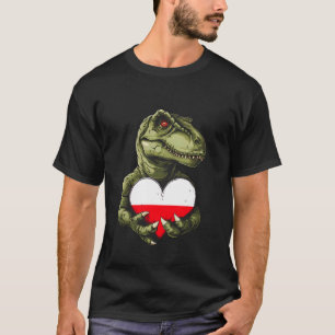 Camiseta Bandeira da Polônia T-Rex Polska Raízes Polonesas 