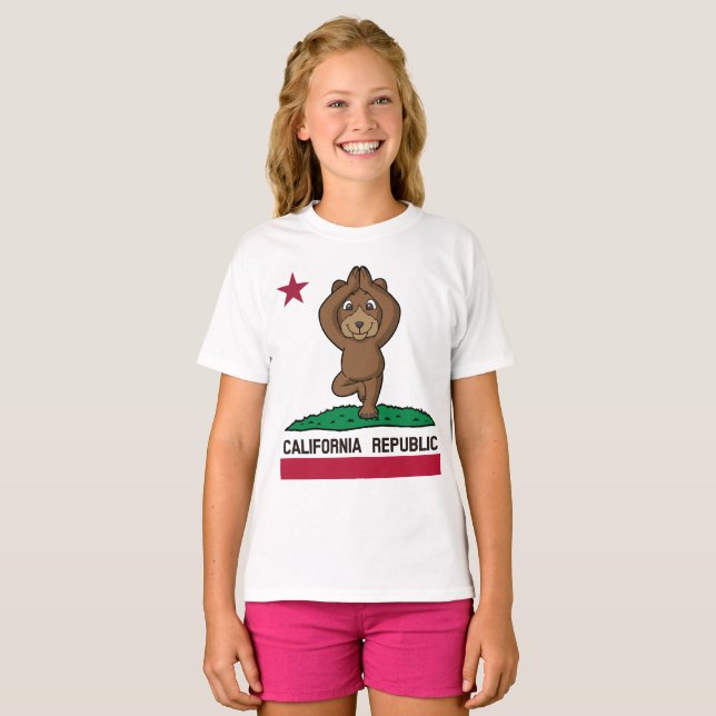Camiseta Bandeira da pose da árvore da ioga do urso da (Frente Completa)