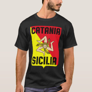 Camiseta Bandeira da Província de Catania Sicília Trinacria