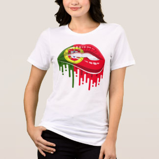 Camiseta Bandeira da raiz do orgulho dos lábios de Portugal