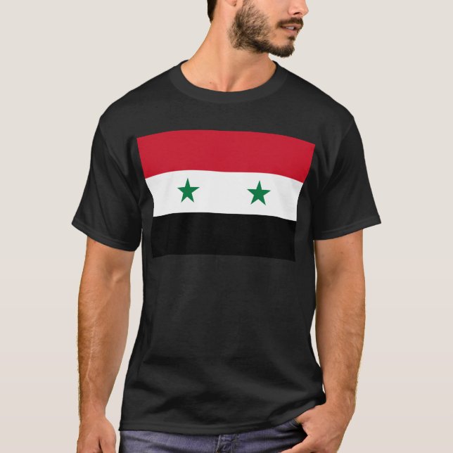 Camiseta Bandeira da República Árabe Síria - Bandeira da Sí (Frente)