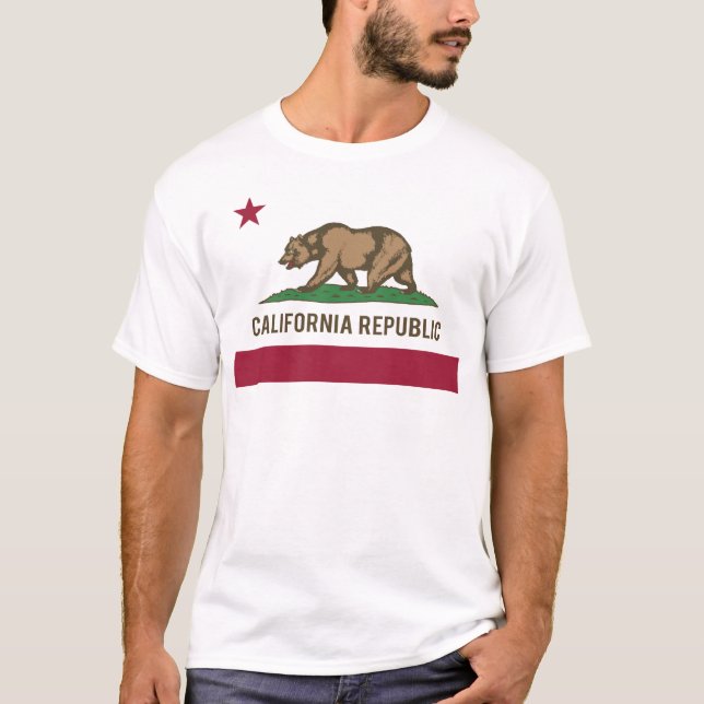 Camiseta Bandeira da república de Califórnia - cor (Frente)