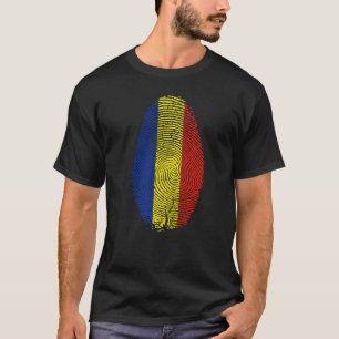 Camiseta Bandeira da Romênia Impressão Digital Está no meu