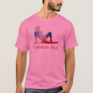 Camiseta Bandeira da silhueta da menina do russo